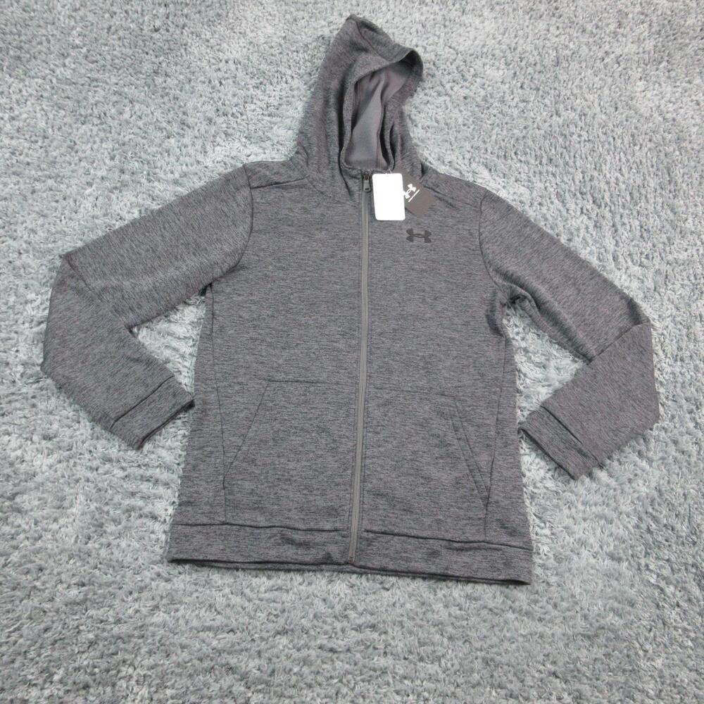 Under Armour Hoodie Boys Youth Extra Large Gray Full Zip Fleece AVY Loose NWT